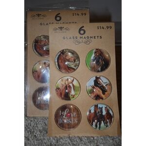 Bellabug Glass Horse Magnets, Set‎ of 6, "I Love Horses" (2 Available)